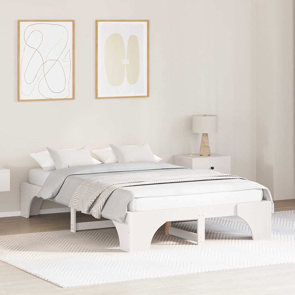 Bed Frame White 120 x 200 cm Solid pine wood