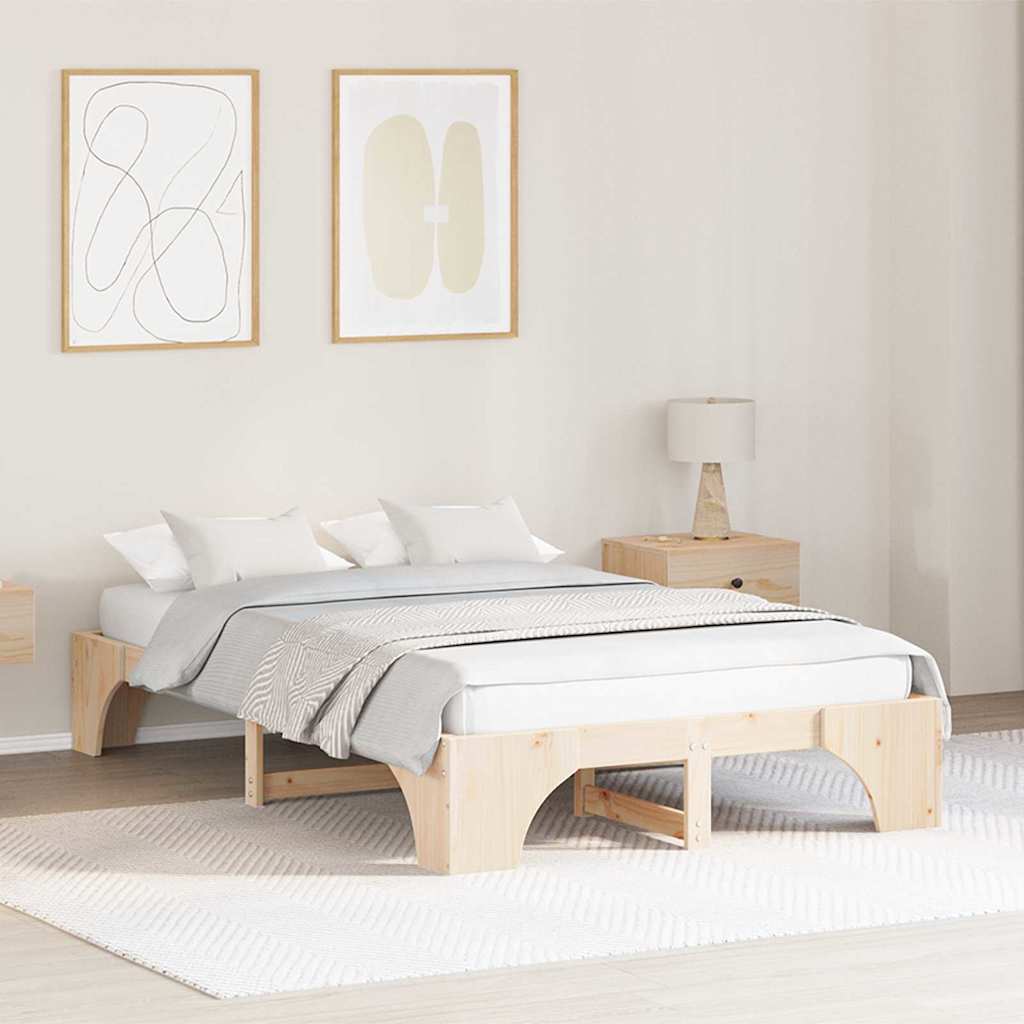 Bed Frame Solid Pine Wood 140 x 190 cm Solid pine wood