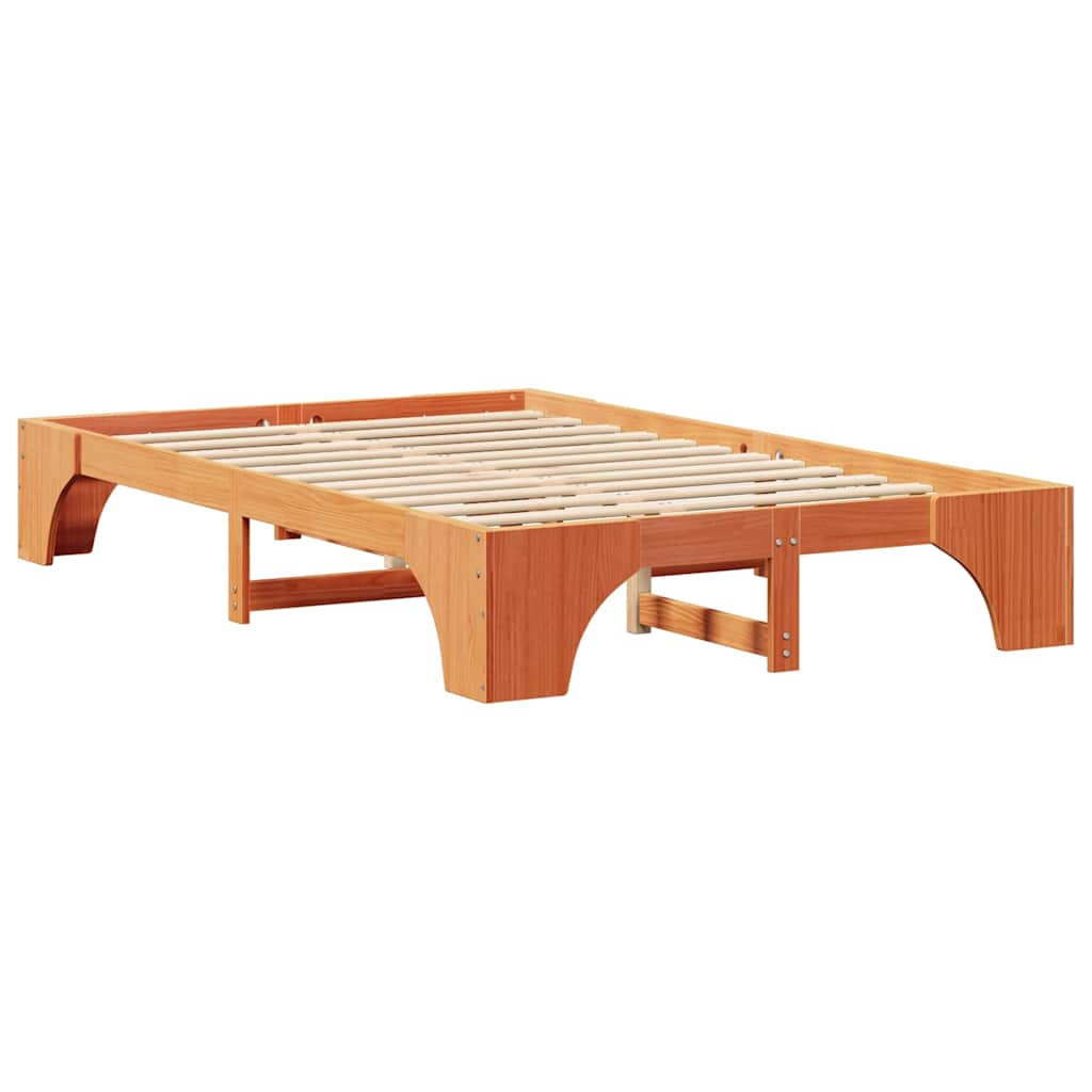 Bed Frame Wax brown 140 x 190 cm Solid pine wood
