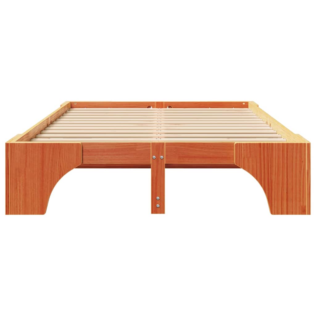 Bed Frame Wax brown 140 x 190 cm Solid pine wood
