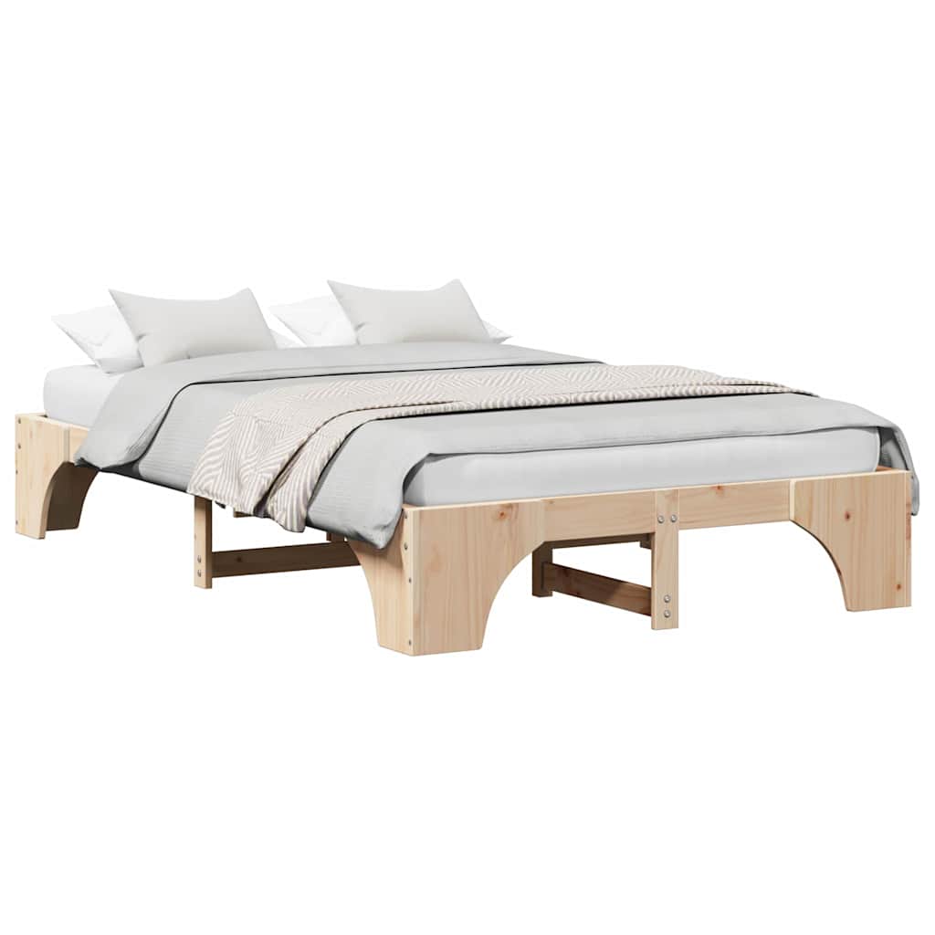 Bed Frame Solid Pine Wood 135 x 190 cm Solid pine wood