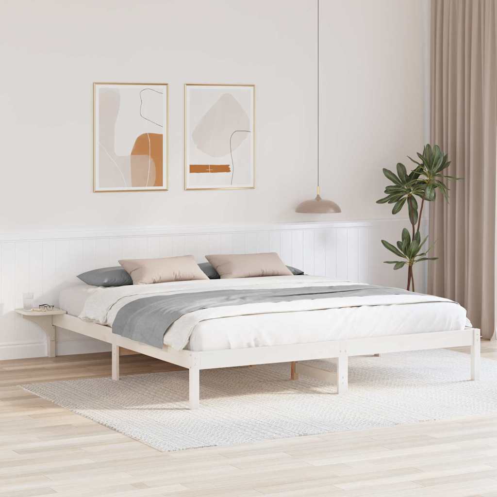 Bed Frame with Bedside Tables White 200 x 200 cm White