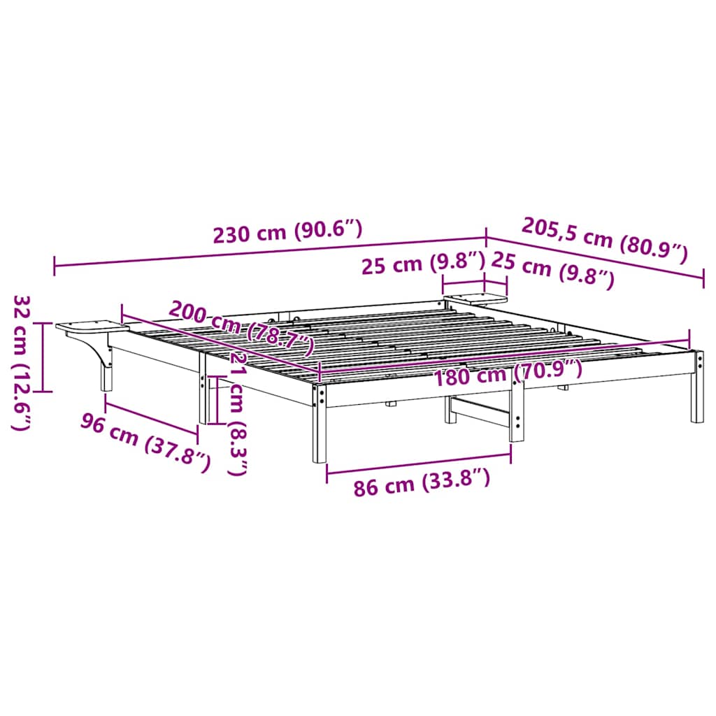 Bed Frame White 180 x 200 cm White