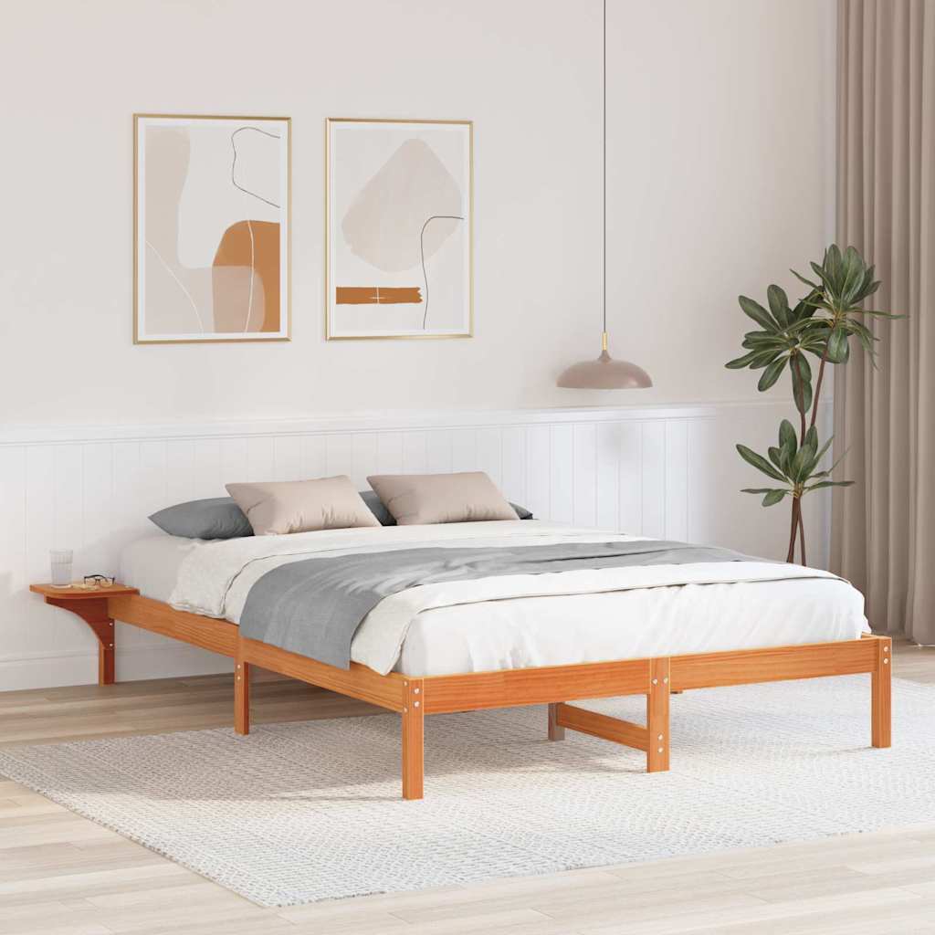Bed Frame with Bedside Tables Brown 150 x 200 cm Wax brown