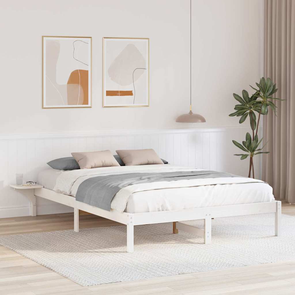 Bed Frame with Bedside Tables White 140 x 200 cm White