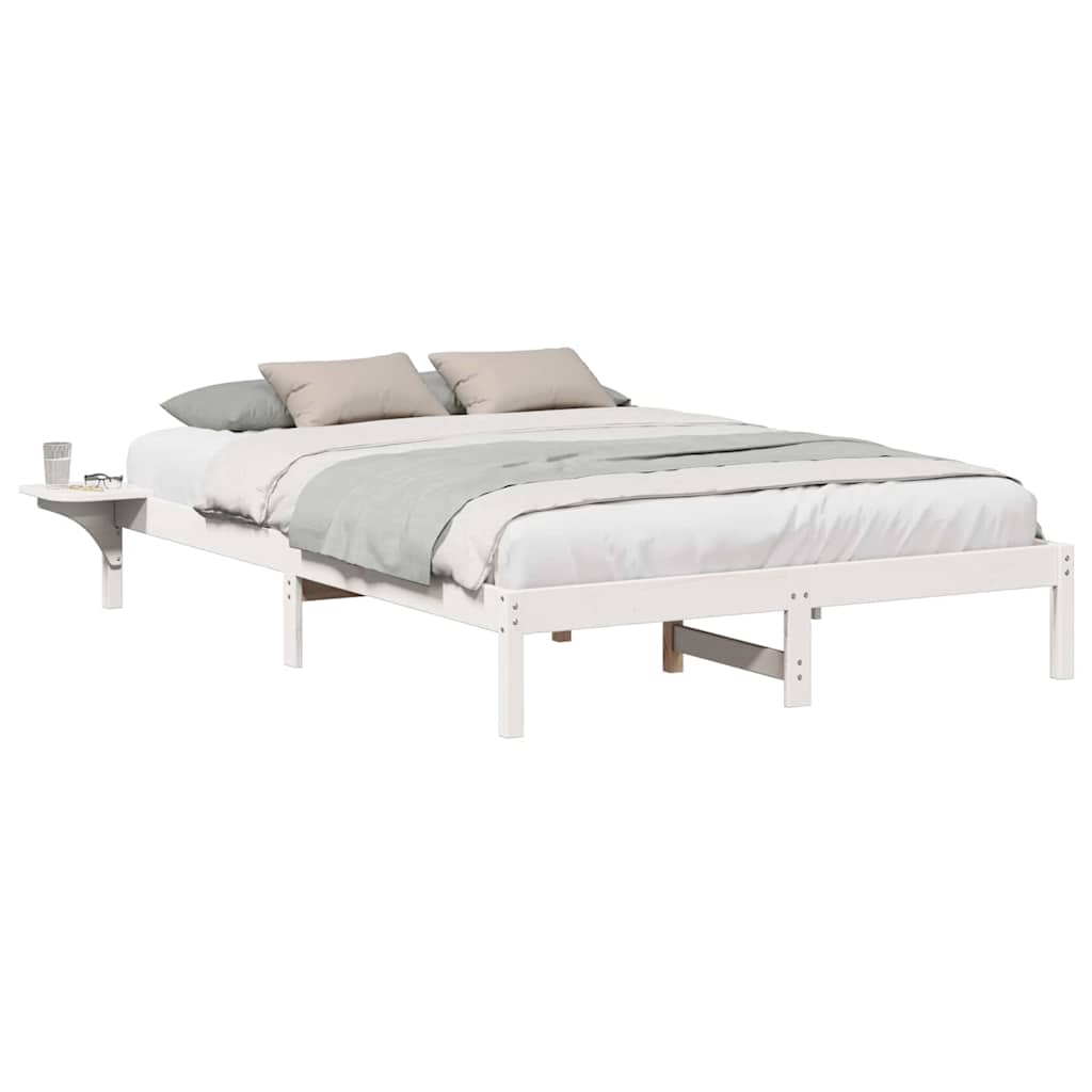 Bed Frame with Bedside Tables White 140 x 200 cm White