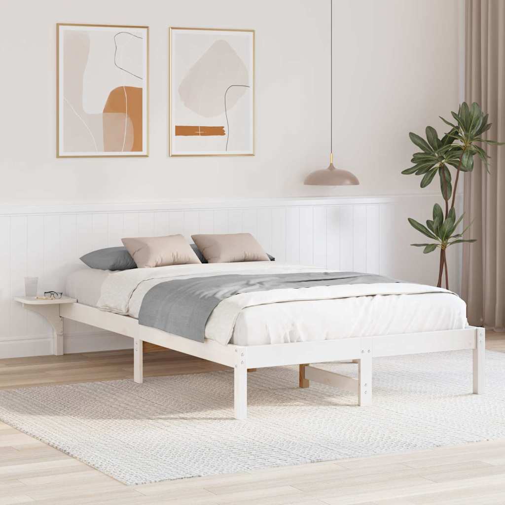 Bed Frame with Bedside Tables White 140 x 190 cm White