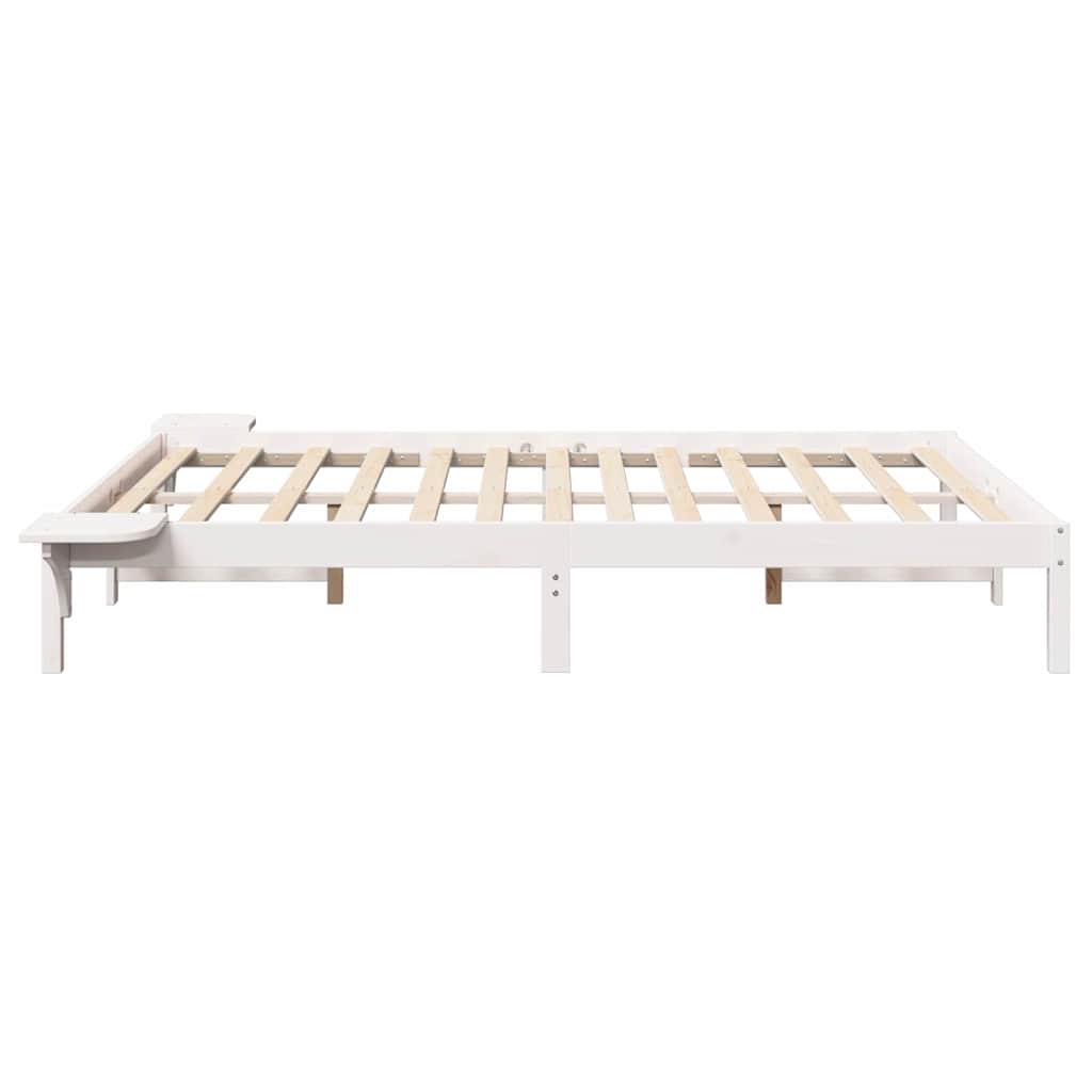 Bed Frame with Bedside Tables White 140 x 190 cm White
