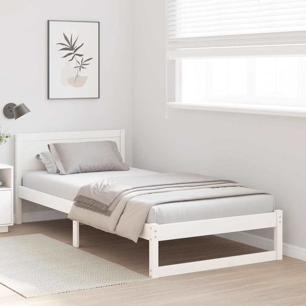 Bed Frame with Headboard White 80 x 200 cm Solid Pine wood