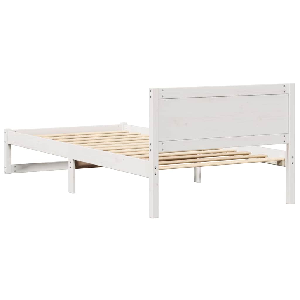 Bed Frame with Headboard White 80 x 200 cm Solid Pine wood