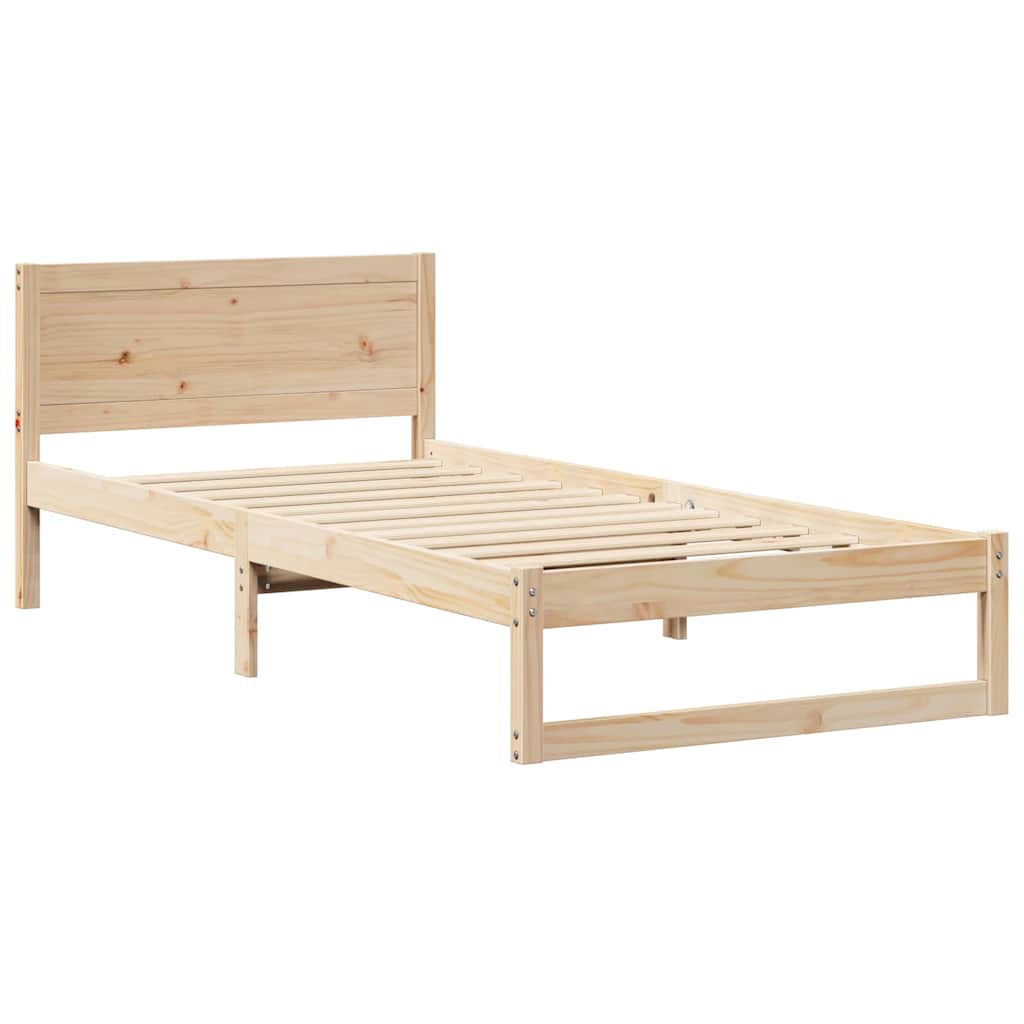Bed Frame with Headboard Brown 90 x 190 cm Solid Pine wood