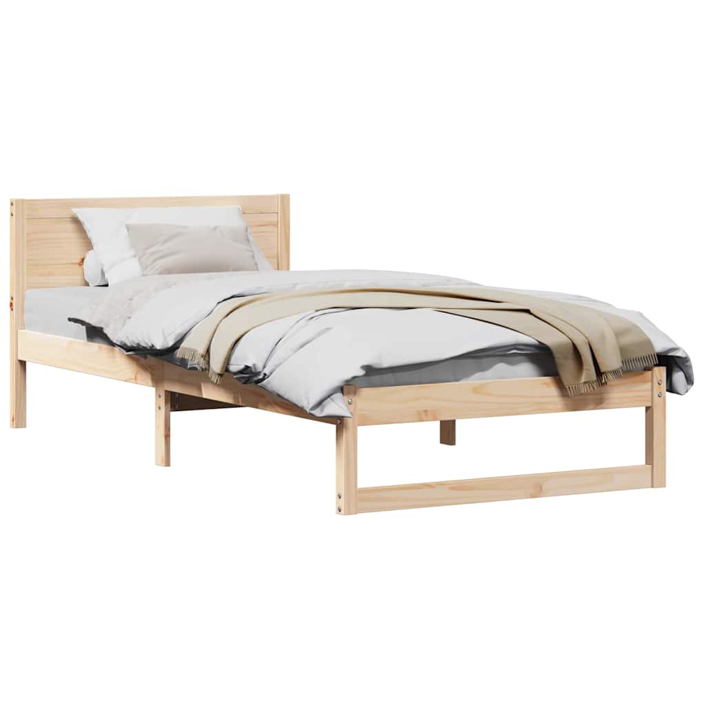 Bed Frame with Headboard Brown 90 x 190 cm Solid Pine wood