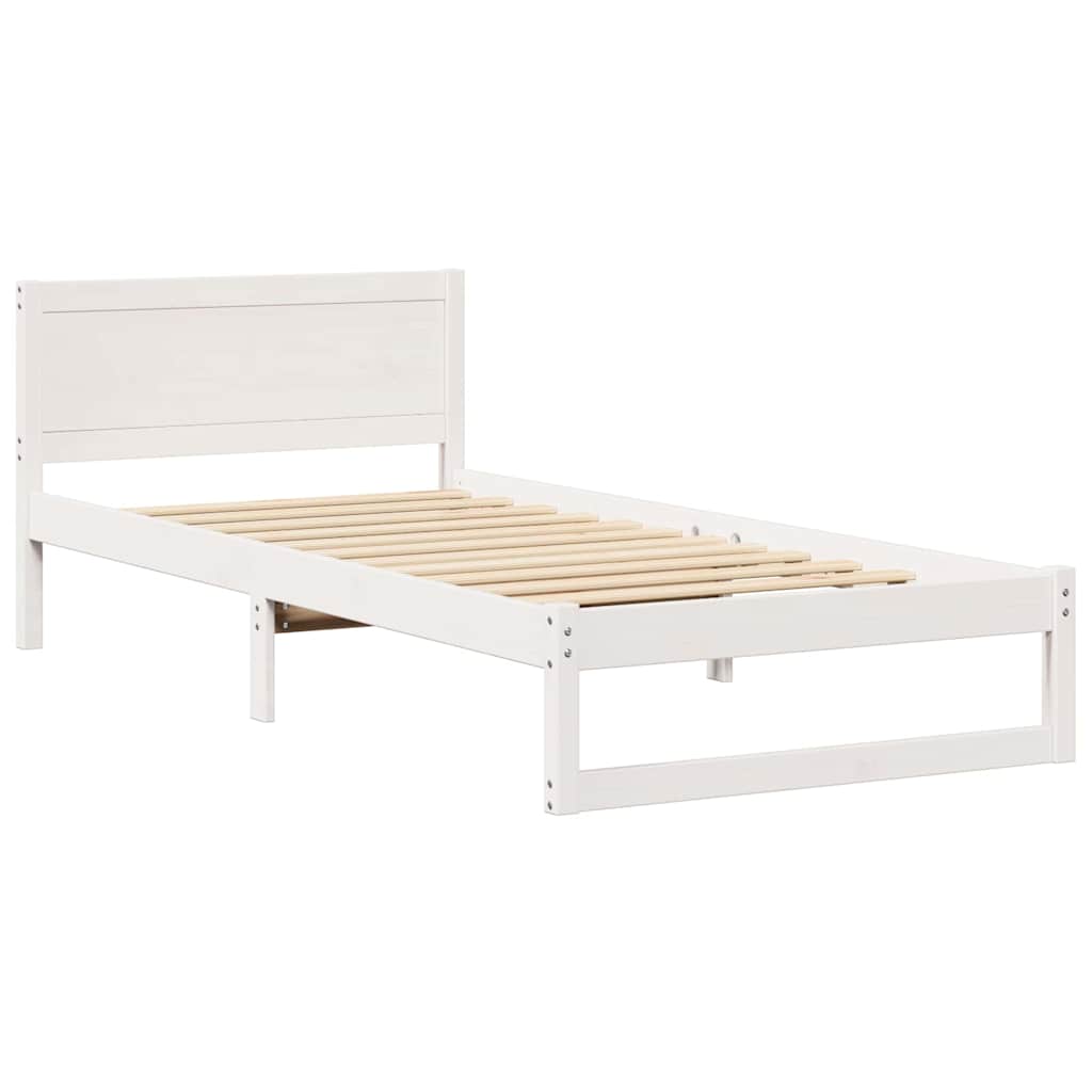 Bed Frame with Headboard White 90 x 190 cm Solid Pine wood