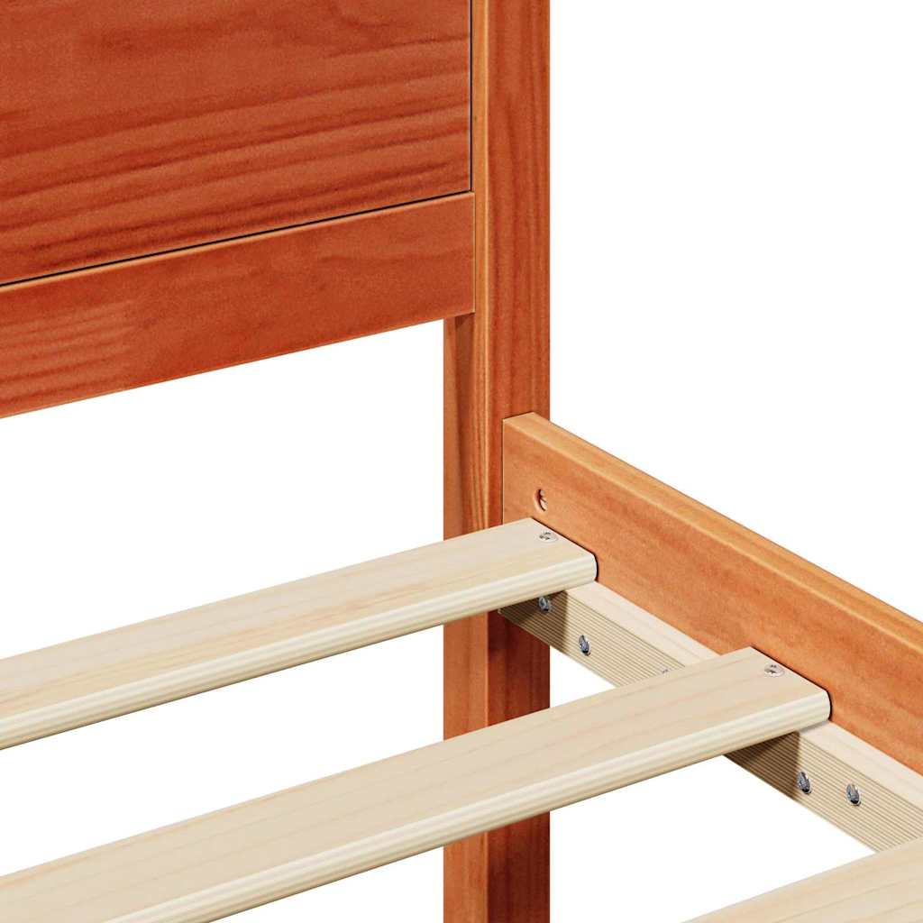 Bed Frame with Headboard Brown 90 x 190 cm Solid Pine wood
