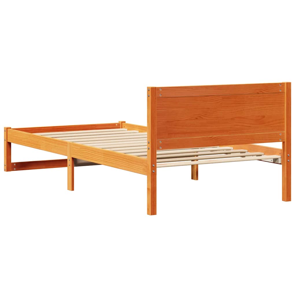 Bed Frame with Headboard Brown 90 x 190 cm Solid Pine wood