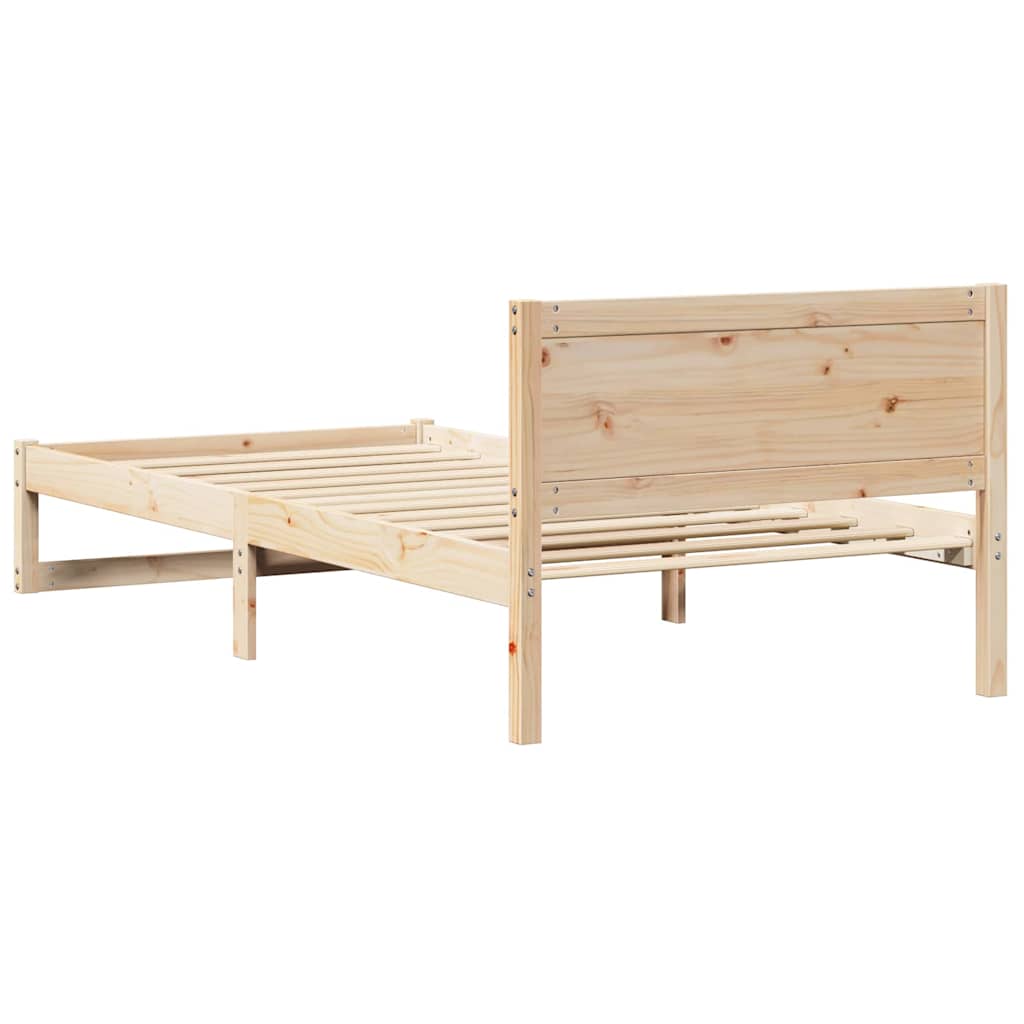 Bed Frame with Headboard Brown 75 x 190 cm Solid Pine wood