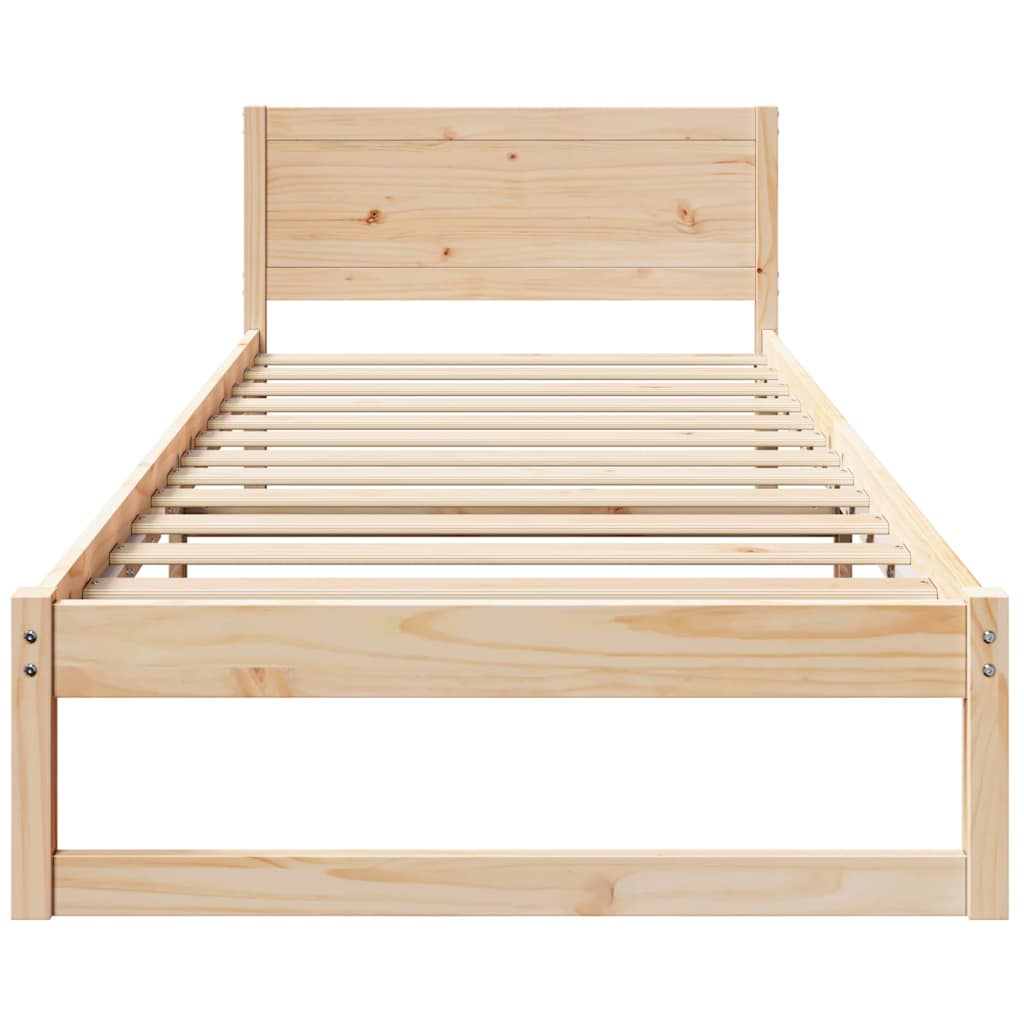 Bed Frame with Headboard Brown 75 x 190 cm Solid Pine wood