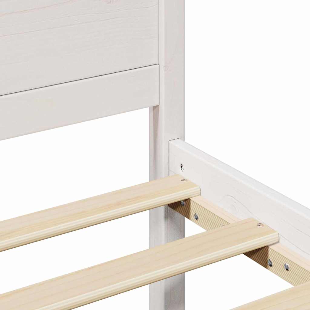 Bed Frame with Headboard White 75 x 190 cm Solid Pine wood