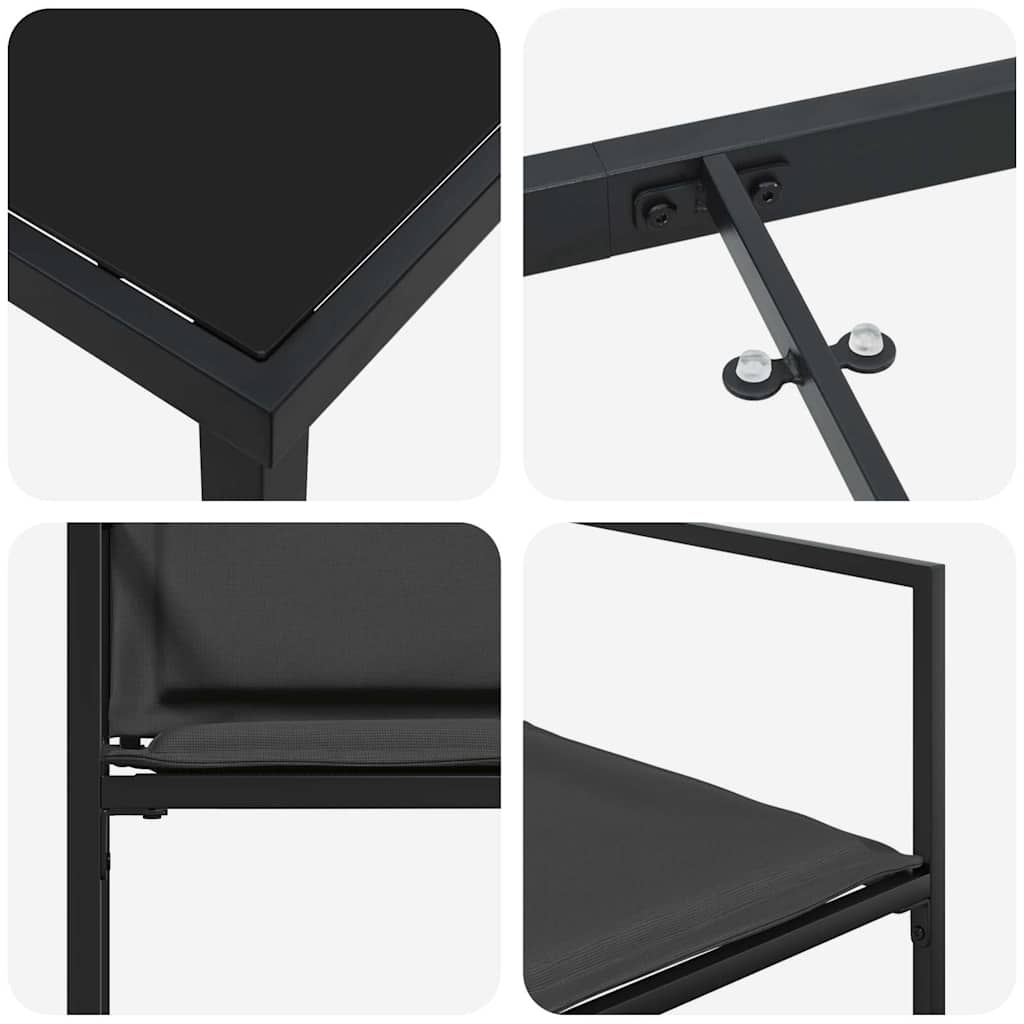 Garden Dining Set Folding Manual 5 pcs Black 140 x 70 x 73 cm