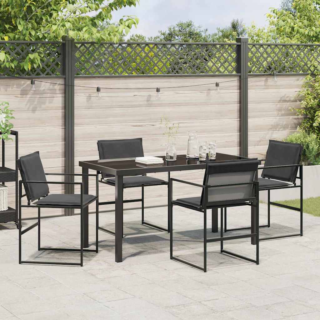 Garden Dining Set Folding Manual 5 pcs Black 140 x 70 x 73 cm