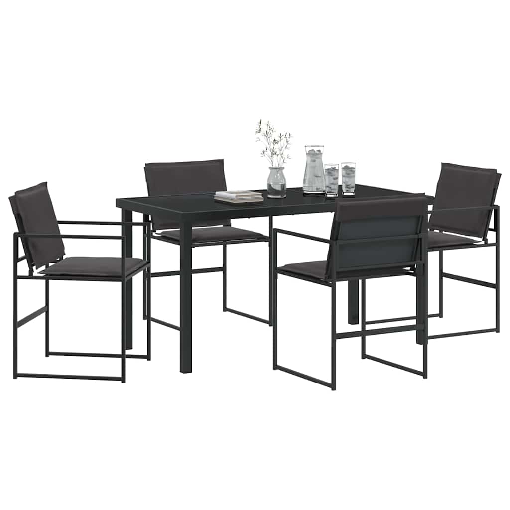 Garden Dining Set Folding Manual 5 pcs Black 140 x 70 x 73 cm