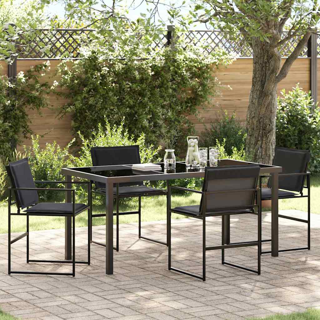 Garden Dining Set Folding Manual 5 pcs Black 160 x 80 x 73 cm