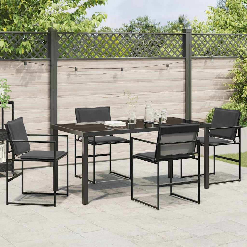 Garden Dining Set Folding Manual 5 pcs Black 160 x 80 x 73 cm