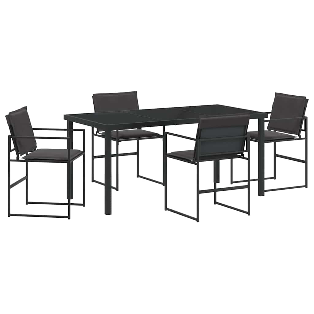 Garden Dining Set Folding Manual 5 pcs Black 160 x 80 x 73 cm