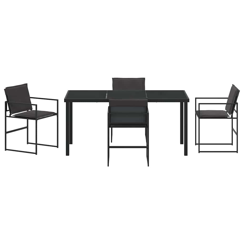 Garden Dining Set Folding Manual 5 pcs Black 160 x 80 x 73 cm