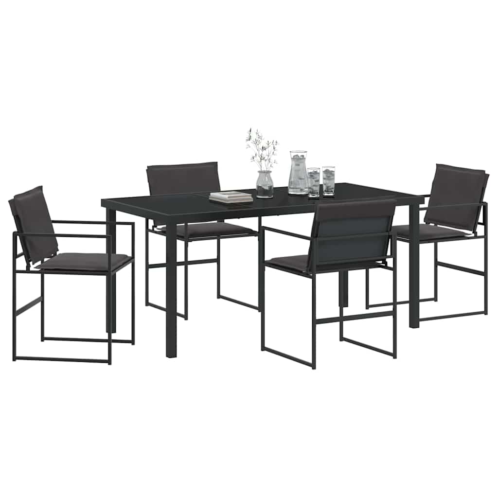 Garden Dining Set Folding Manual 5 pcs Black 160 x 80 x 73 cm