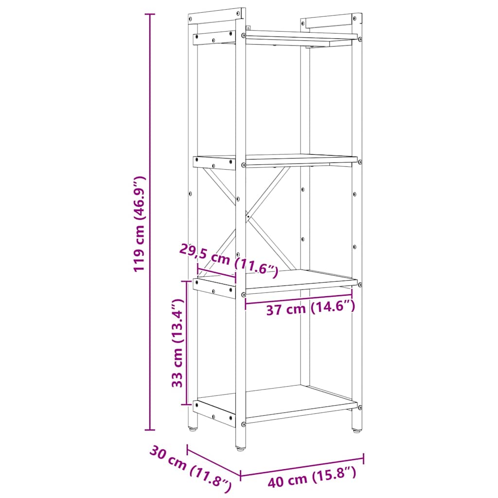 Bookcase Old wood 40 x 30 x 118 cm Engineered wood