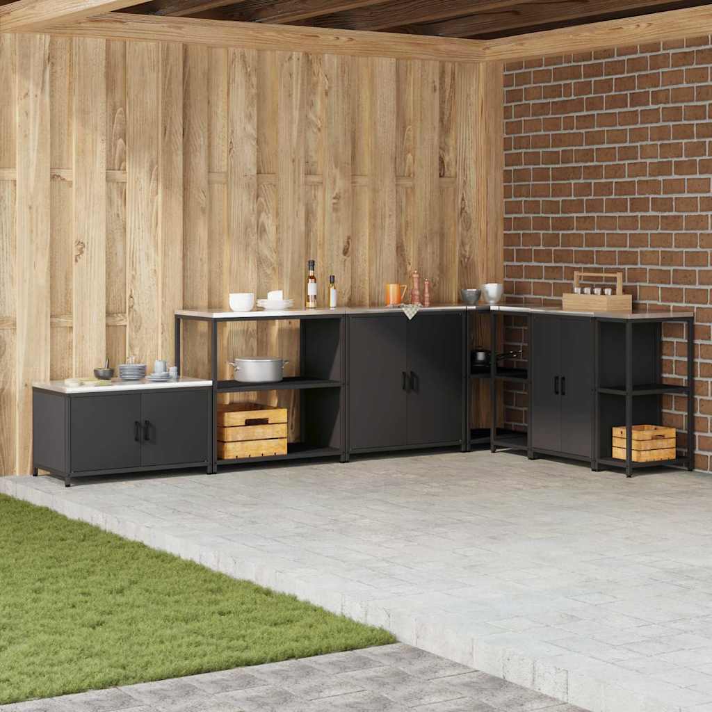 Kitchen Storage Shelf with Shelf with Storage Black Steel