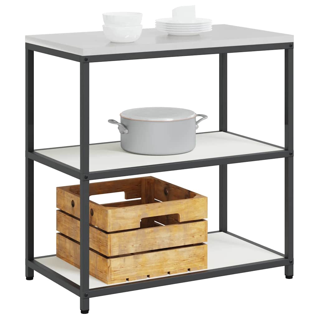 Kitchen Storage Shelf with Shelf with Storage White Steel