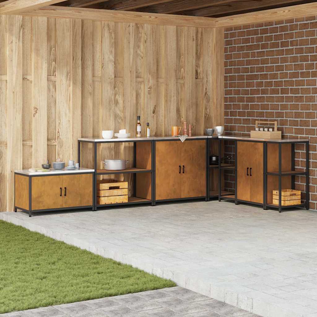 Kitchen Storage Shelf with Shelf Rusty Weathering steel