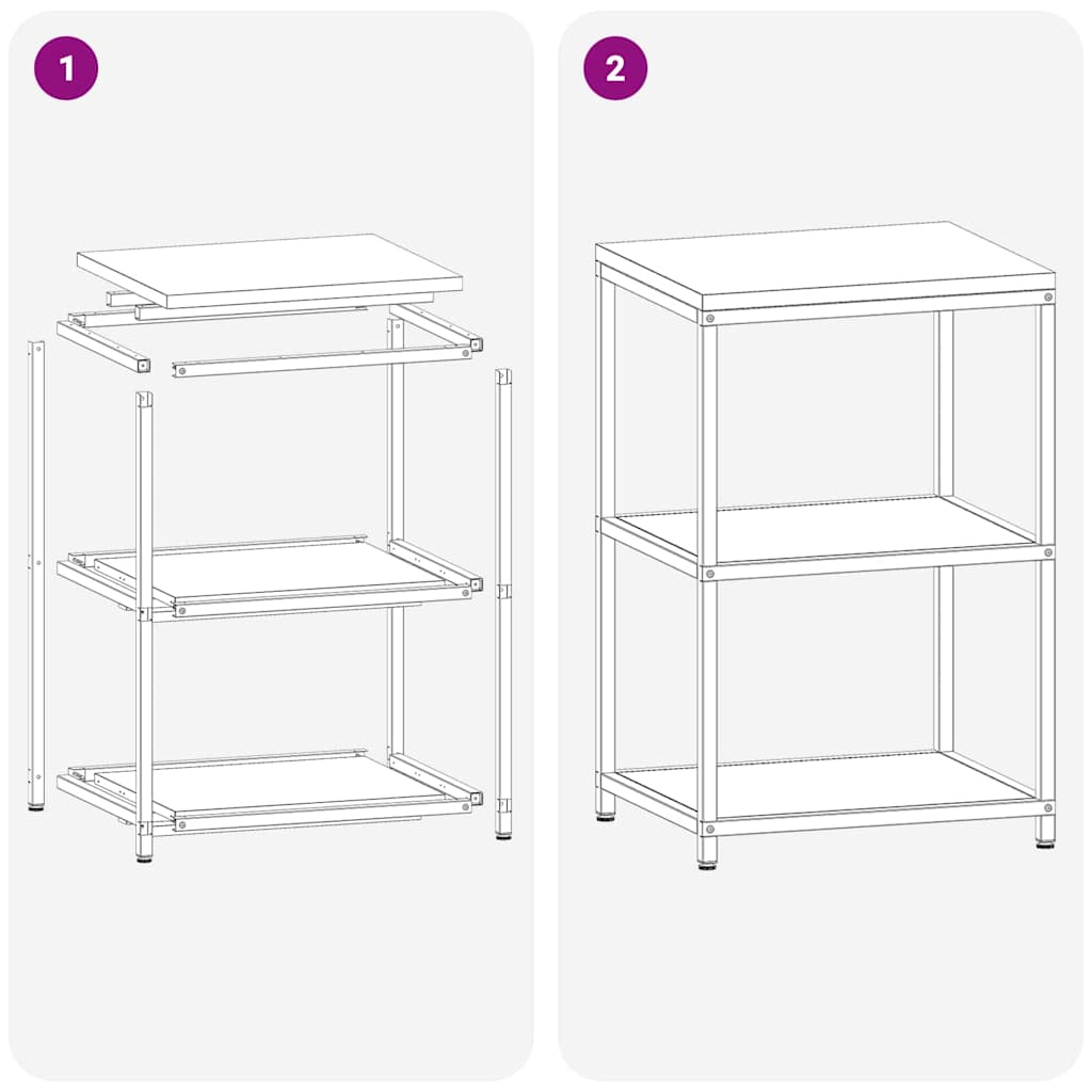 Kitchen Storage Shelf with Shelf with Storage Black Steel