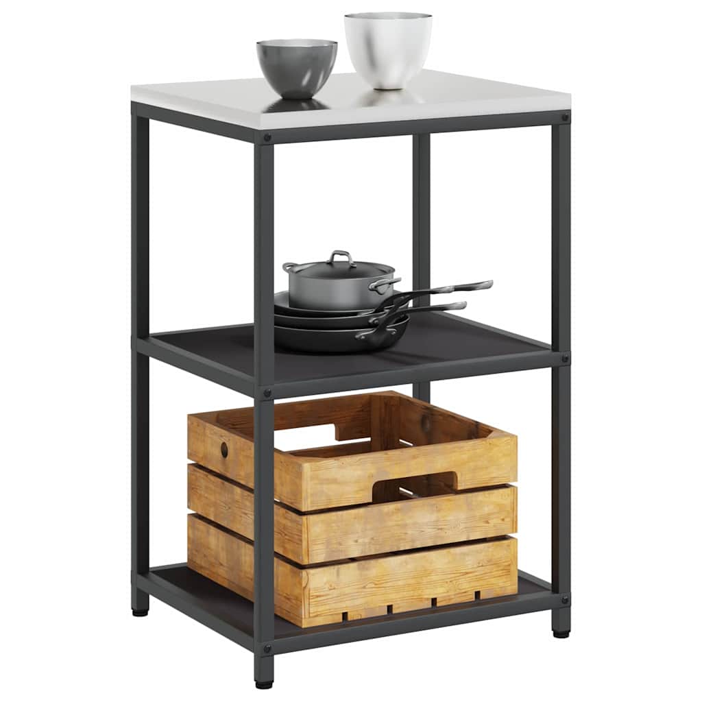 Kitchen Storage Shelf with Shelf with Storage Black Steel
