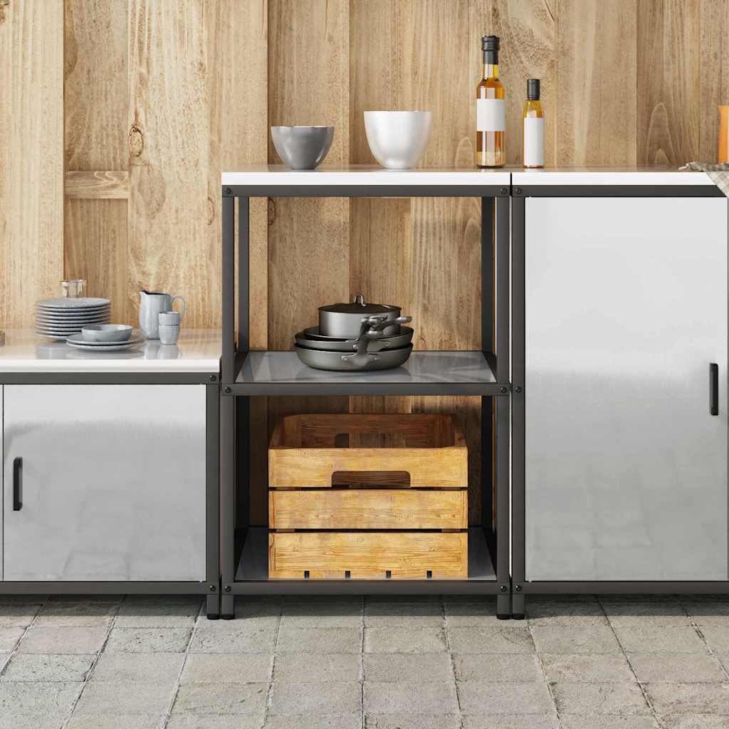 Kitchen Storage Shelf with Shelf Silver Galvanised steel