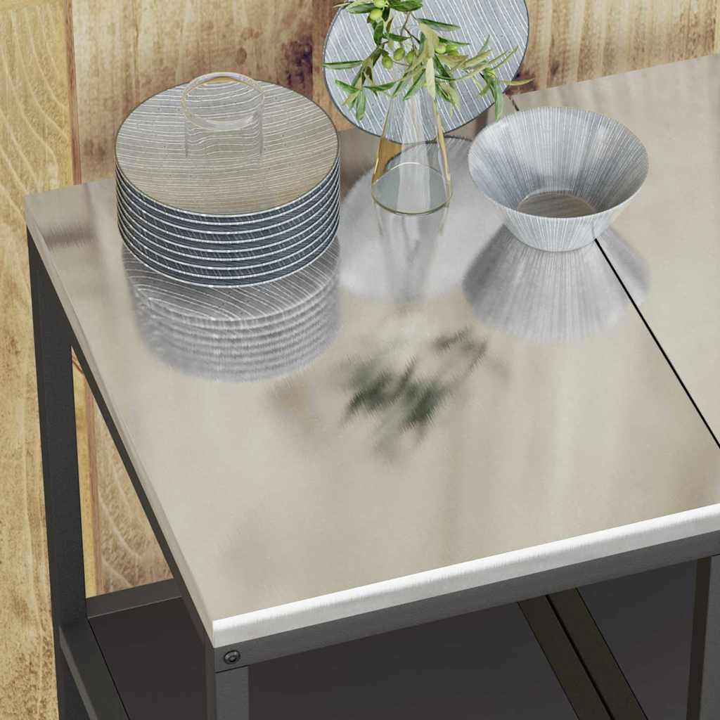 Kitchen Storage Shelf with Shelf with Storage Black Steel