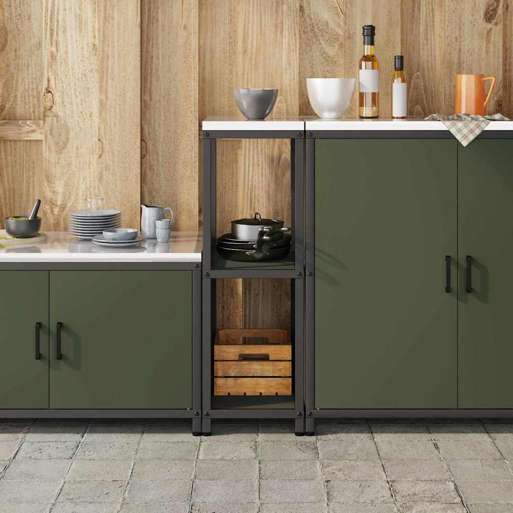 Kitchen Storage Shelf with Shelf with Storage Olive green Steel