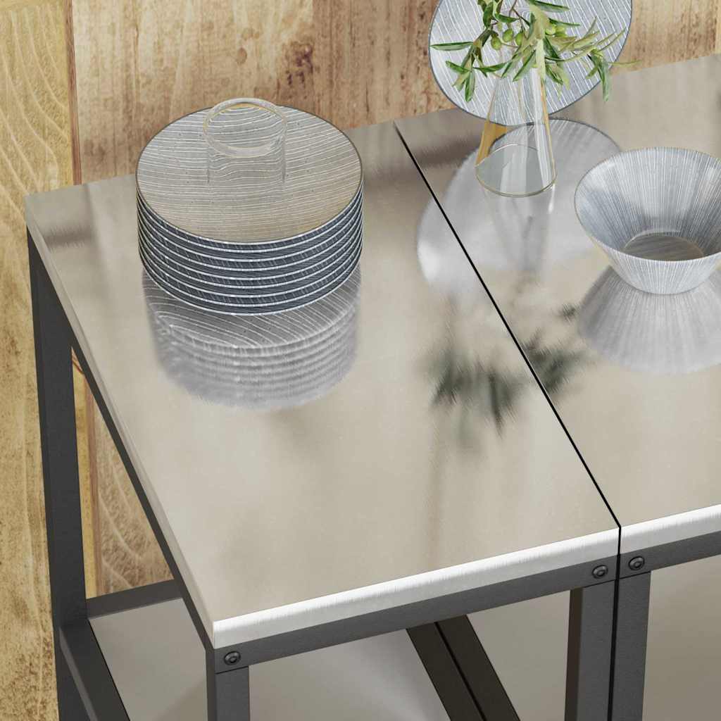 Kitchen Storage Shelf with Shelf Silver Stainless steel