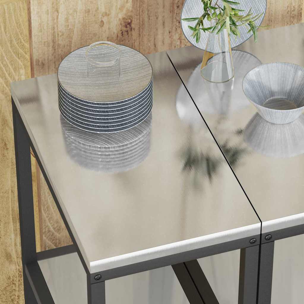 Kitchen Storage Shelf with Shelf Silver Galvanised steel