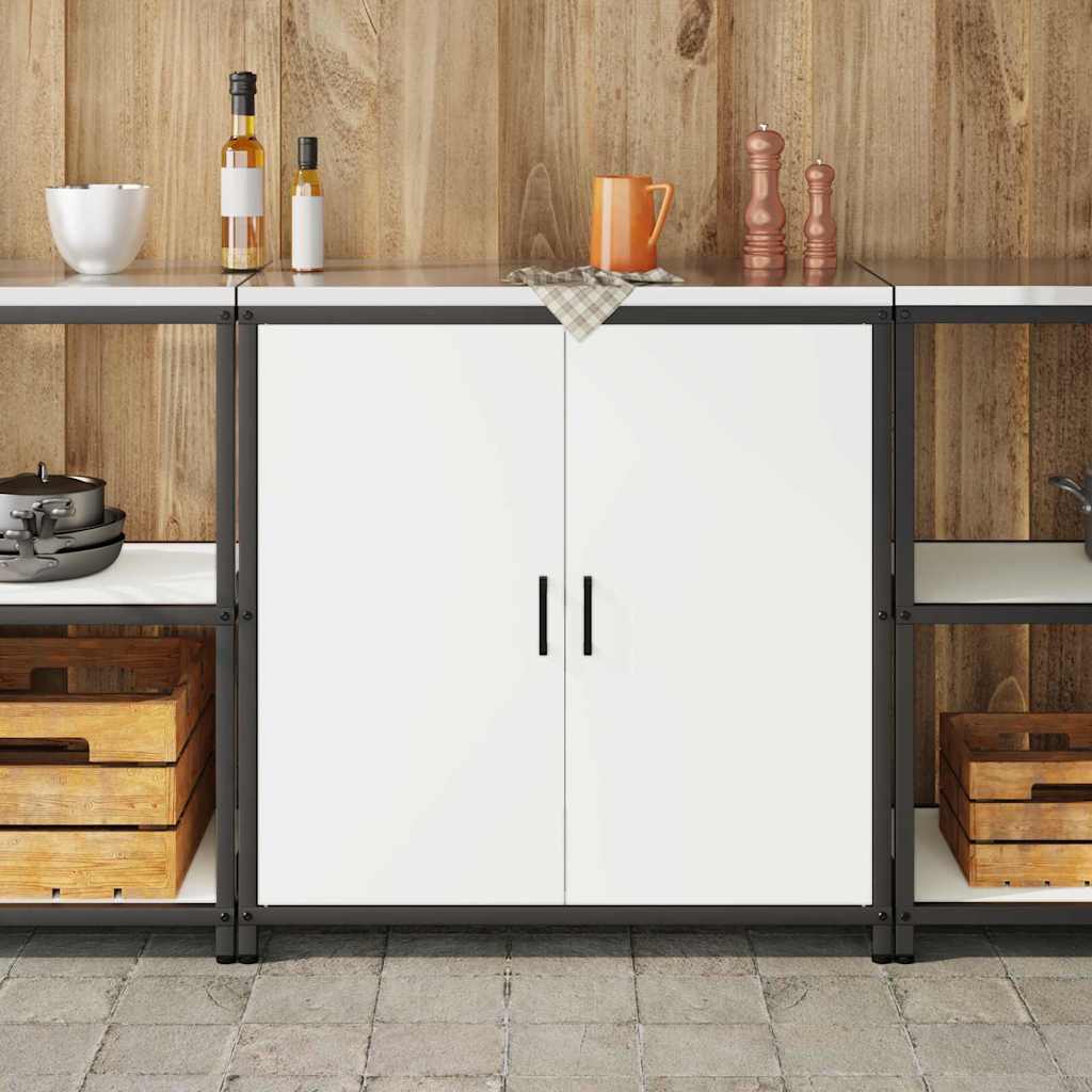Kitchen Storage Cabinet with Shelf with Storage White Steel