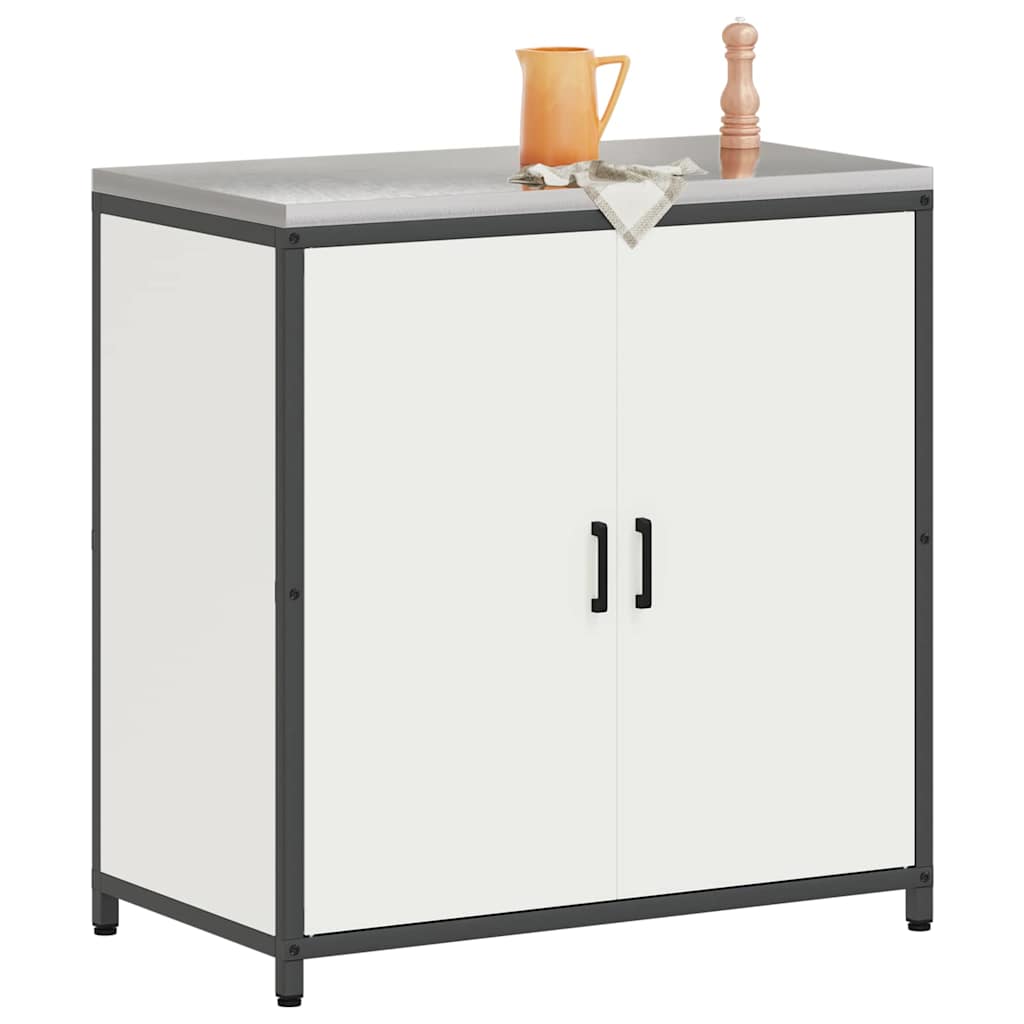 Kitchen Storage Cabinet with Shelf with Storage White Steel