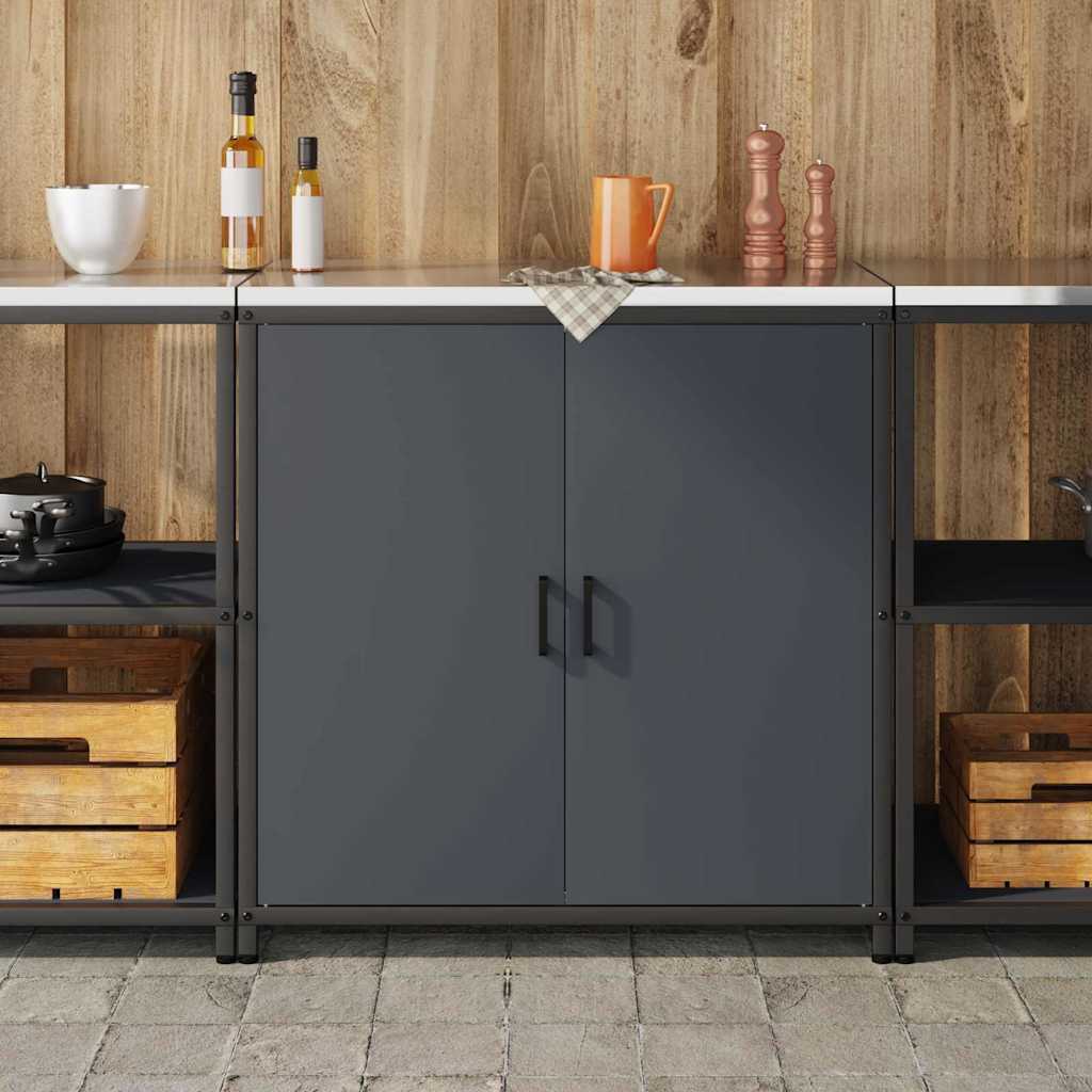 Kitchen Storage Cabinet with Shelf with Door Anthracite Steel