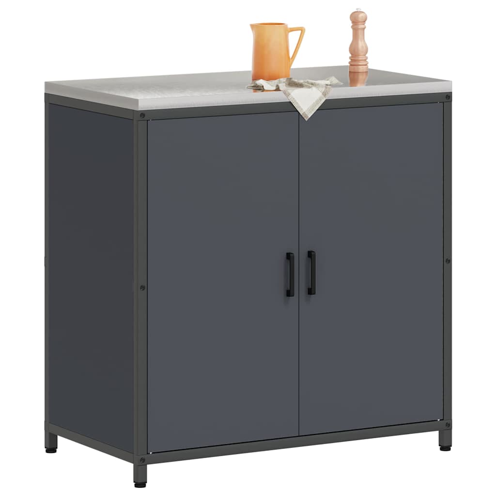 Kitchen Storage Cabinet with Shelf with Door Anthracite Steel