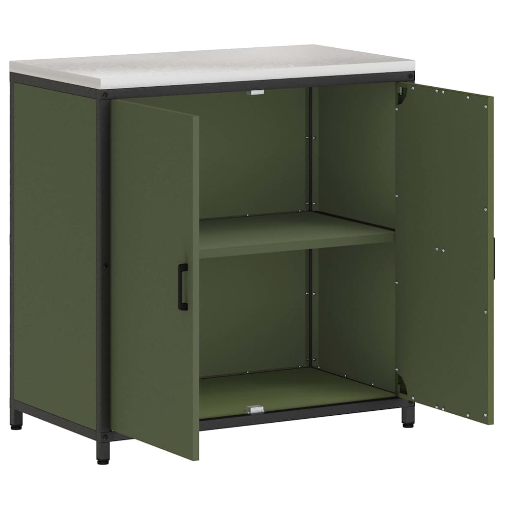 Kitchen Storage Cabinet with Shelf with Door Olive green Steel