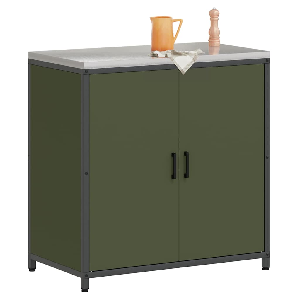 Kitchen Storage Cabinet with Shelf with Door Olive green Steel
