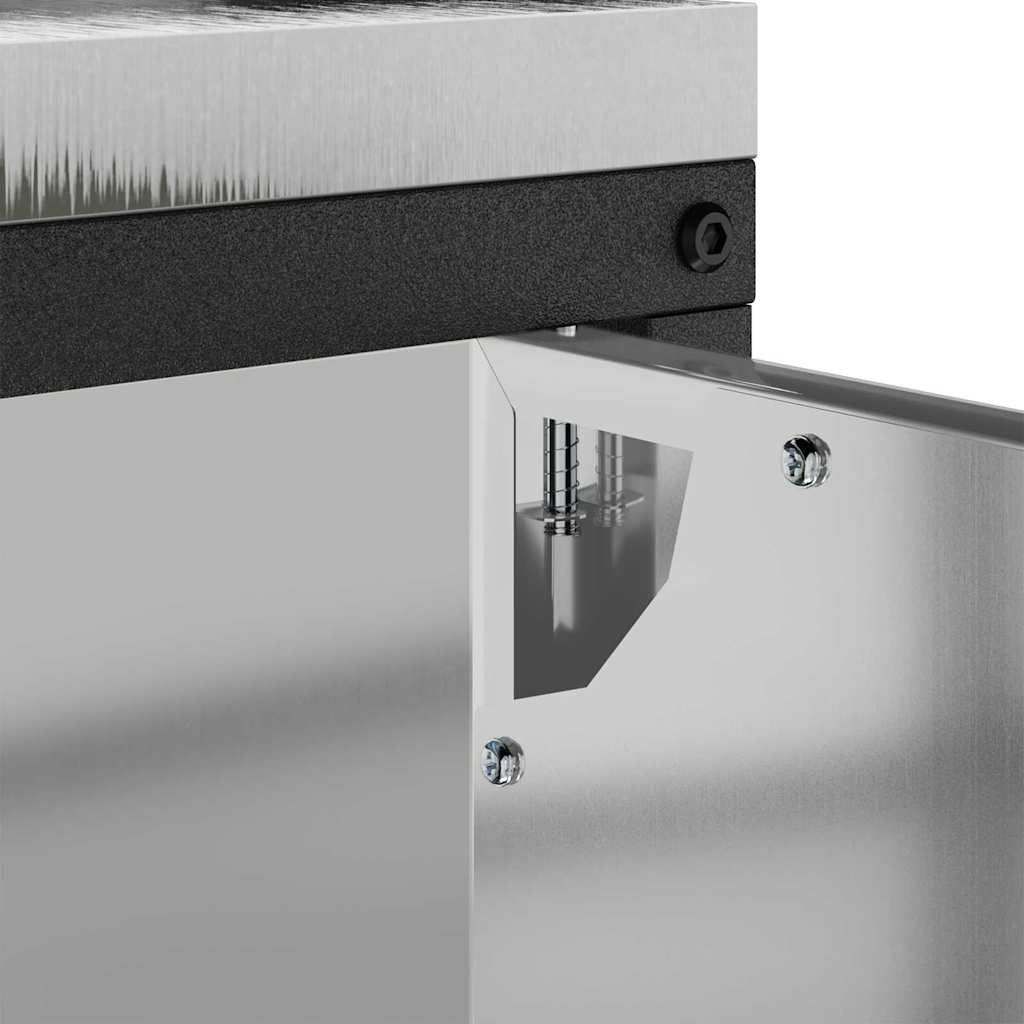 Kitchen Storage Cabinet with Shelf Silver Galvanised steel