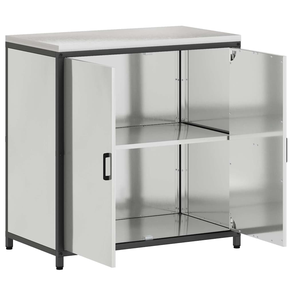 Kitchen Storage Cabinet with Shelf Silver Galvanised steel