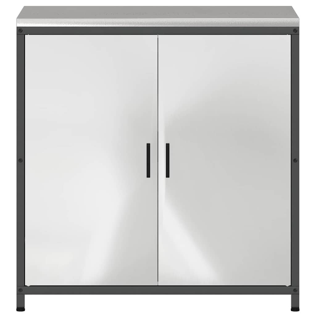 Kitchen Storage Cabinet with Shelf Silver Galvanised steel